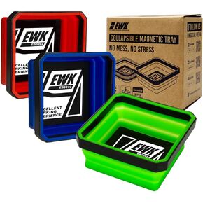EWK 4 PCS مجموعة أجزاء مغناطيسية قابلة للطي ، وعاء منظم قابلة للطي من السيليكون للمسامير الصغيرة ، والمكسرات العربية ، والبراغي