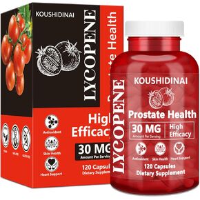 Prostate Health Supplements for Men 30mg, Lycopene Supplements for Men with Natural Tomato Extract-Skin & Antioxidant Support, Gluten-Free & Non-GMO, 120 Capsules