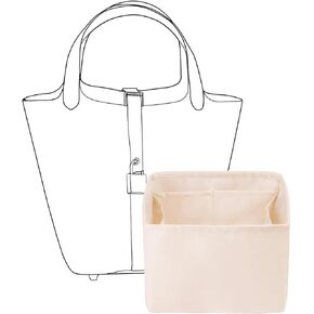 Purse Organizer Insert for Hermes birkin 30 Bags,Gold,Luxury Bags Storage with Silk, Lightweight Shaper for Daily Use, Pockets Large Capacity.