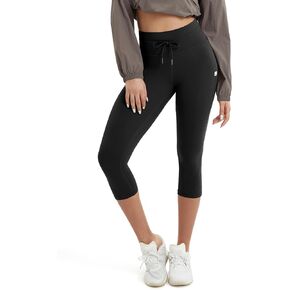 ODODOS Women's Drawstring Tie Daily Capri Leggings 19" Inseam High Waist Workout Cropped Yoga Pants