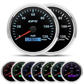 ARTILAURA 110mm 4-3/8" GPS Speedometer Boat 120 MPH Speedometer Gauge 7 Color Waterproof 9-32V for Marine AUTO Car Motorcycle Truck (Black and Silver)