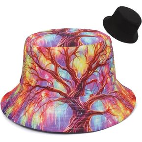 Coconut Tree Print Bucket Hat,Beach Sun Hat Fisherman Hats for Mens Womens