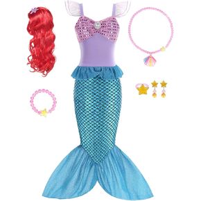 Mermaid Dress for Girls Mermaid Costume for Girls for Halloween Cosplay Daily Play Princess Party Christmas Carnival
