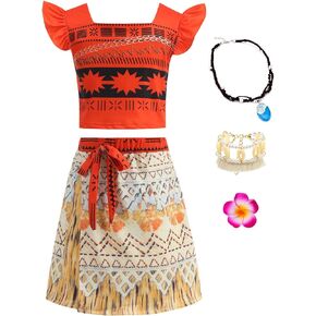 Moana Dress for Girls,Moana Costume for Girls for Halloween Cosplay Daily Play Princess Party Christmas Carnival