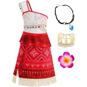 Moana Dress for Girls,Moana Costume for Girls for Halloween Cosplay Daily Play Princess Party Christmas Carnival
