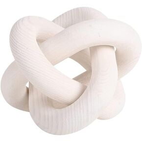 Knot Decor Wood Chain Link Decor 3 Link Wood Knot Decor Carved Decorative Chain Knot Entryway Table Decor Bookshelf Decorative Objects for Coffee Table White