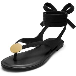 Women's Suede Flat Sandals with Metallic Accents Adjustable Strappy Flip Flops for Beach Vacation Casual Outings Cushioned Dressy Slides,MOLAZY-00