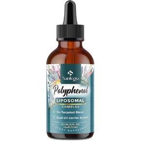 Polyphenols Supplement Liposomal, Over 27 Polyphenol Complex & Powerful Antioxidant, with MCT & Olive Oil, Quercetin Extract, Hawthorn Berry Extract, for Age Defense, Energy, Immune, 120 ML