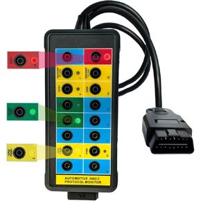 Professional OBD2 Breakout Box with LED Indicator, 16-Pin OBD2 Diagnostic Tool Automotive Electrical Tester Portable Auto OBD2 Protocol Detector Monitor Car Testing