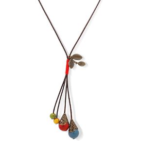MINACHI Boho Hippie Colorful Beads Lucky Leaf Long Necklace Bohemian Jewelry Gift