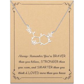 FUSTMW Happiness Serotonin Molecule Y Necklace Chemistry Jewelry Science Teacher Gifts for Science Lovers (necklace)