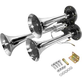 SEPEY 12V/24V Truck Air Horn 150DB 3 Triple Trumpet Horns Kit universal for Car Train Boat