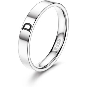 Florideco 925 Sterling Silver Initial Rings for Women Non Tarnish Dainty Stackable Letter Ring Simple Alphabet Thumb Knuckle Rings Trendy Statement Promise Wedding Bands Engagement Rings for Women