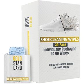 Gold Standard Quick Shoe Cleaner Wipes | 24-Pack Dual Textured - Shoe Wipes to Remove Dirt & Stains from Leather, Tennis & Canvas Shoes | Individually Wrapped-Sneaker Wipes Cleaner in Saudi Arabia