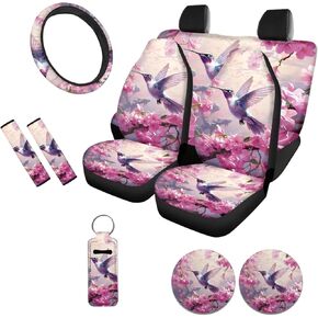 DISNIMO Blue Shark Car Accessories, Automotive Seat Covers Full Set for Women Mushroom Chapstick Holder Keychain,Steering Wheel Cover Seat Belt, Coasters
