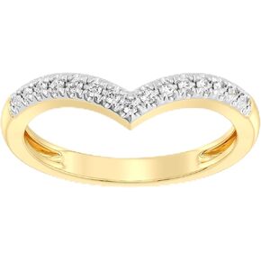 GILDED Lab Grown Diamond 1/10 ct. T.W. and 14K Gold Plating Over Sterling Silver Chevron Stackable Band Ring