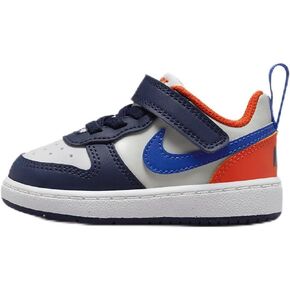 Nike Court Borough Low Recraft Baby/Toddler Shoes (DV5458-401, Midnight Navy/Team Orange/Light Silver) Size 2