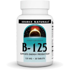 المصدر Naturals B-125 ، 125 ملغ بايتامينات لدعم إنتاج الطاقة-30 قرصًا
