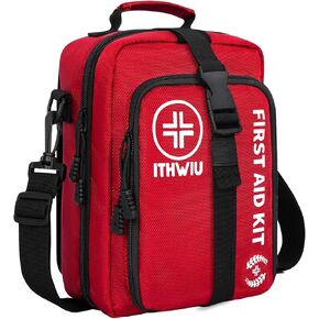 400 Piece Large First Aid Kit for Car, Home, Office, Hiking, Boating, Travel, Outdoor, Premium Compact Water-Resistant Trauma First Aid Kit for Any Emergencies, Red