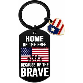American Flag Keychain Pendant Us Flag Key Chains for Patriotic Home of The Free Because of The Brave Keychains Gifts Stainless Steel Flag Purse Wallet Keys Backpacks Luggage Ornament