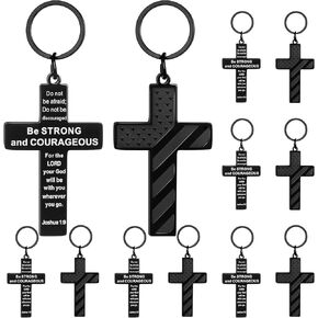 12 PCS Christian Crosschains Church Higs Bulk لعيد الأب يسوع يسوع الكتاب المقدس الآية الفولاذ المقاوم للصدأ العلم الأمريكي قلادة مفاتيح حزب عيد الفصح تفضل هدايا للرجال