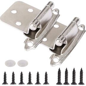 50 Pack Cabinets Hinges Brushed Nickel 1/2" Overlay Satin Nickel Hinges for Kitchen Cabinets Doors Slow Closing Cabinet Hinges Hardware Self-Closing Cabinet Hinges RV Semi-Concealed Cupboard Hinges