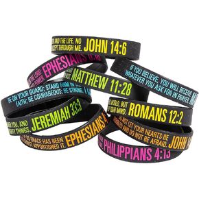 Fun Express Bible Verse Rubber Bracelets - Jewelry - 100 Pieces