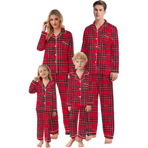 Schbbbta Christmas Family Silk Pajamas Matching Sets Long Sleeve Pj Set Satin Button Down Holiday Sleepwear