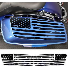 American Flag Saddle Bag Lid Decals SaddleBag Vinyl Cover Exterior Accessories Black Compatible with 2014-2023 Harley Davidson Touring
