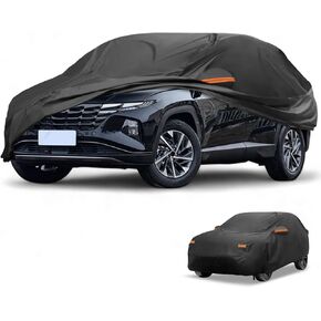 All-Weather Waterproof Car Cover - UV-Resistant Outdoor Full Exterior Protection for Fiat 500 2007-2022 190T-PU Black with Right Side Zipper in Saudi Arabia