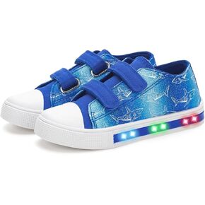 Toddler Kids Sneakers for Boys Girls Light Up Canvas Shoes Children Low Top Casual Outdoor Sneaker with Adjustable Straps