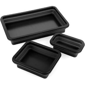 3pcs صينية الأجزاء المغناطيسية ، صينية مغناطيسية عزل صينية الأدوات المغناطيسية للميكانيكي وعاء قابلة للطي والقاعدة المغناطيسية لغسول المكسرات مسامير البراغي (3 أحجام)