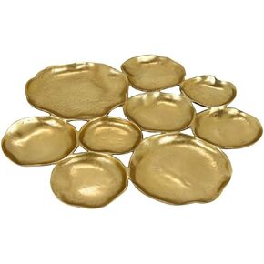 Benjara Jiva 9 Piece Decorative Bowl Set, Irregular Shaped Design, Gold Metal