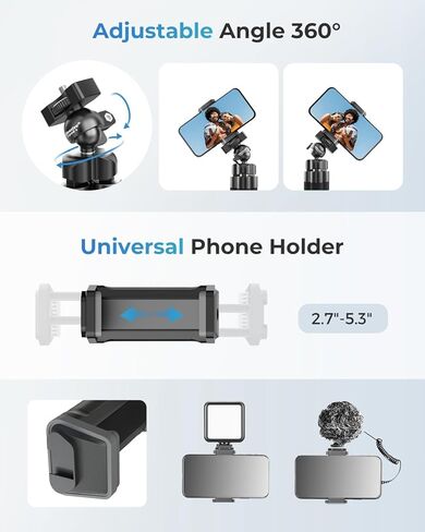 Ubeesize Flexible Mini Phone Tripod, Portable and Adjustable Camera Stand Holder with Wireless Remote and Universal Clip, Compatible with Cellphones, Sports Cameras in Kuwait