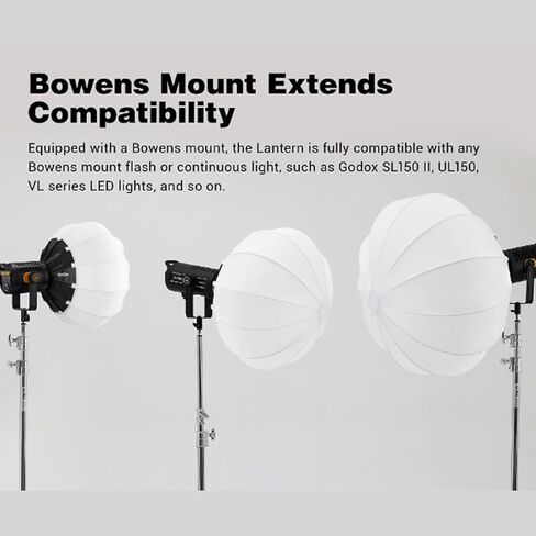 GODOX CS-50D with SS-50 Skirt Lantern Softbox 50cm/20inch Omni-Directional Light Modifier Bowens Mount for Godox SL60W SL150II, UL150, VL150 Light for Video Recording, Live Streaming, and Filmmaking in Kuwait