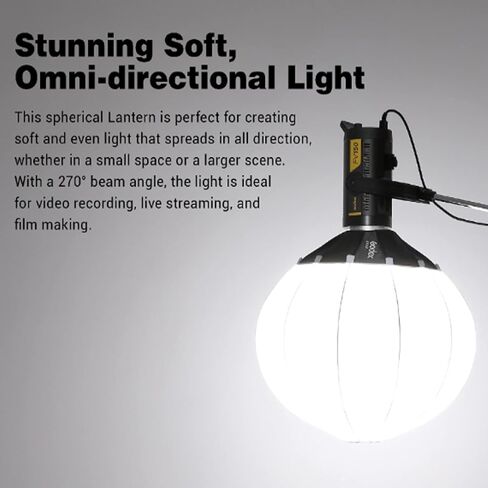 GODOX CS-50D with SS-50 Skirt Lantern Softbox 50cm/20inch Omni-Directional Light Modifier Bowens Mount for Godox SL60W SL150II, UL150, VL150 Light for Video Recording, Live Streaming, and Filmmaking in Kuwait