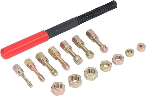 Garosa 15pcs Metric Thread Restorer مجموعة أدوات مجموعة Fractional و Metric Thread Restorer Kit ملف النقر فوق Die Set M6x1.0 M8x1.25 M10x1.25 M10x1.50 M12x1.25 M12x1.50 M12x1.75 in Kuwait