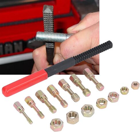 Garosa 15pcs Metric Thread Restorer مجموعة أدوات مجموعة Fractional و Metric Thread Restorer Kit ملف النقر فوق Die Set M6x1.0 M8x1.25 M10x1.25 M10x1.50 M12x1.25 M12x1.50 M12x1.75 in Kuwait