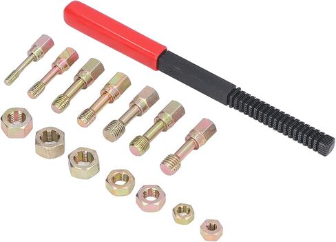 Garosa 15pcs Metric Thread Restorer مجموعة أدوات مجموعة Fractional و Metric Thread Restorer Kit ملف النقر فوق Die Set M6x1.0 M8x1.25 M10x1.25 M10x1.50 M12x1.25 M12x1.50 M12x1.75 in Kuwait