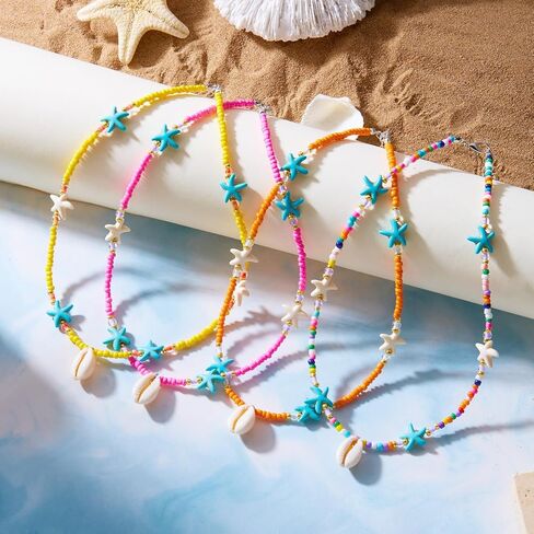 Pingyongchang Bohemian colorful beaded shell necklace, beach summer necklace in Saudi Arabia