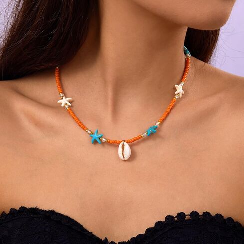 Pingyongchang Bohemian colorful beaded shell necklace, beach summer necklace in Saudi Arabia