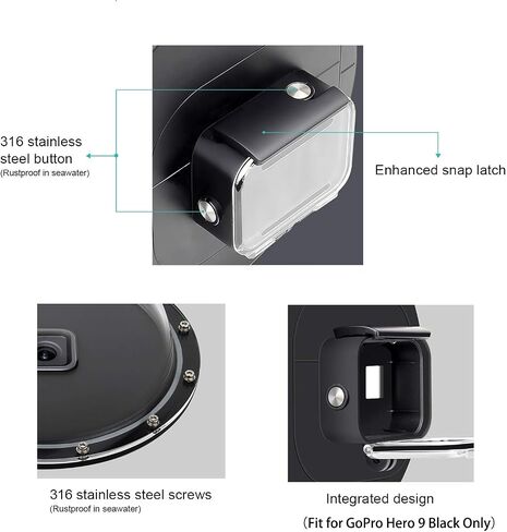 SOONSUN Dome Port for GoPro HERO 11 / HERO 10 / HERO 9 Black, Built-in Red / 10x Magnification Close-up Filter Underwater Dome Lens with Waterproof Housing Case for GoPro HERO11 / HERO10 / HERO9 Black in Saudi Arabia