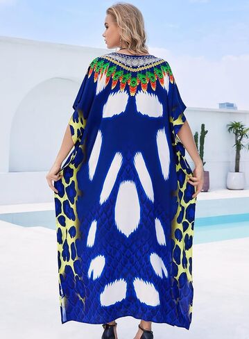 Plus Size Kaftan Dresses for Women Beach Cover Ups Swimwear with V-Neck Lightweight Caftans for Vacation Dress in Kuwait