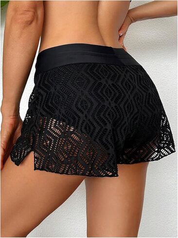 الكروشيه Gorglitter Women's Costs Up Shorts Hollow Out Arecer Lace Bikini Swimsuit Summer Shorts in Kuwait