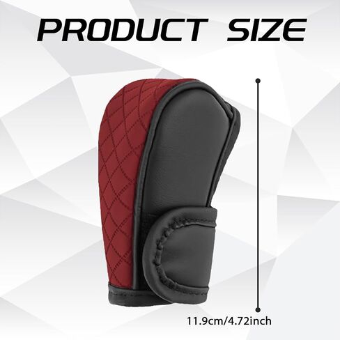 Leather Car Gear Shift Knob Cover, Exquisite Embroidery Design, Durable Anti-Slip Shifter Lever Protector, Universal Shift Knob Decoration Accessories for Most Car, SUV, Truck (Burgundy) in Saudi Arabia
