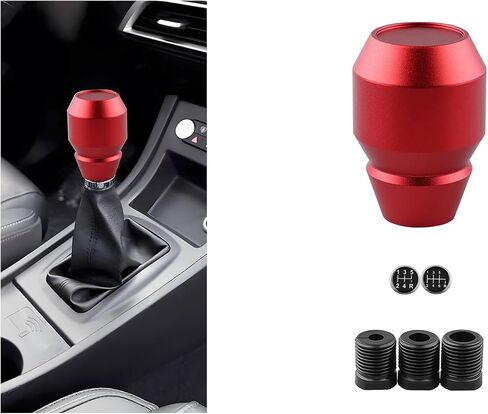 Car Shift Knob, Aluminum Alloy Manual Automatic Vehicle Gear Shifter Knob, 5 6 Speed Automotive Gear Lever Stick Shift Handle Replacement Accessories, Universal for SUV, Sedan, Truck (Red) in Kuwait