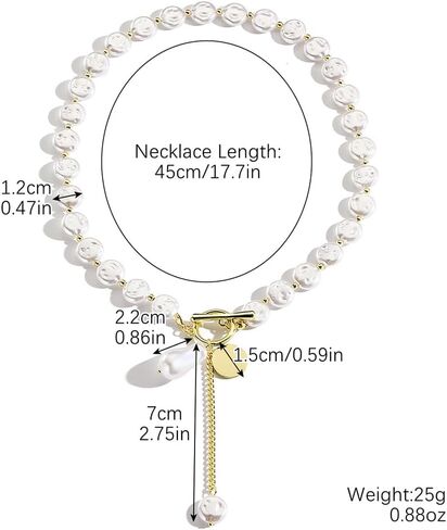 Baroque Pearl Necklaces for Women Dainty irregularity Pearl Pendant Necklace Vintage Y Shaped Necklace Chunky Gold Necklaces Birthday Wedding Jewelry in Saudi Arabia