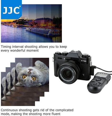 JJC Shutter Release Timer Remote Control for Fujifilm Fuji X-T5 X-T4 XT3 XT2 X-H2 X-T30 II X-T20 X-T10 GFX100S GFX100 GFX50S GFX50R X-Pro3 X-Pro2 X-T100 X-E3 X-E2S X-A10 X100V X100F Replaces RR-100 in Saudi Arabia
