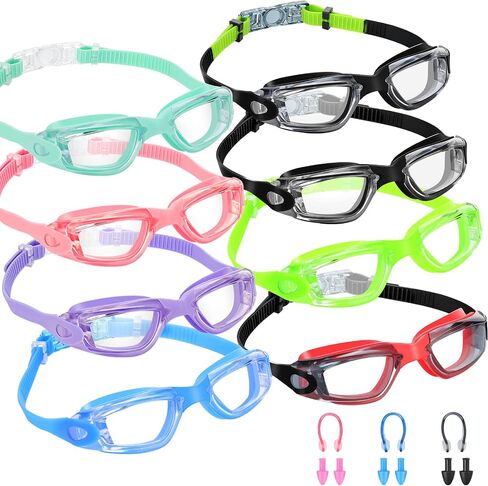 Fabbay 8 Pcs Swim Goggles No Leaking Swimming Goggles for Kids UV Protection Pool Goggles Anti Fog Swimming Glasses with Waterproof Nose Clips and Earplugs for Teen Youth Kids (Earplug Style) in Saudi Arabia