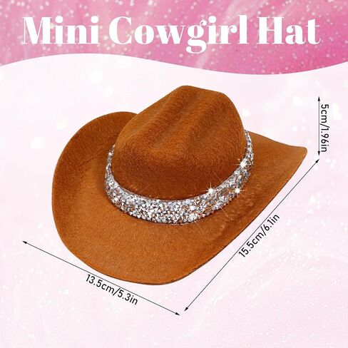 Cowboy Hat Hair Clip with Rhinestone Cowgirl Hat Clip for Disco Western Party Cap Cosplay Costume Accessory in Saudi Arabia